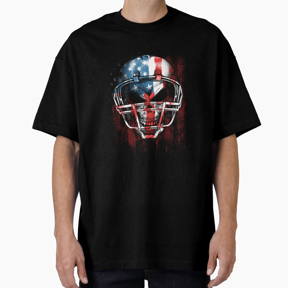 American Football Usa Flag Skull Helm T-Shirt - Fun Novelty Design Unisex - T-Shirt, Sweatshirt, Hoodie