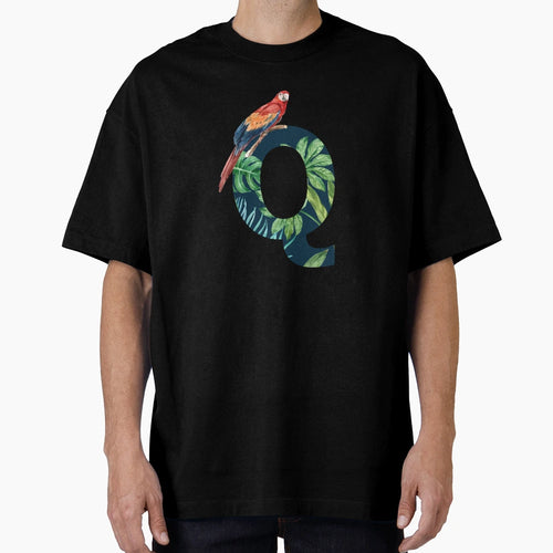 Tropical Background Floral Letter Q T-Shirt - Aesthetic Graphic for Adults - T-Shirt, Sweatshirt, Hoodie