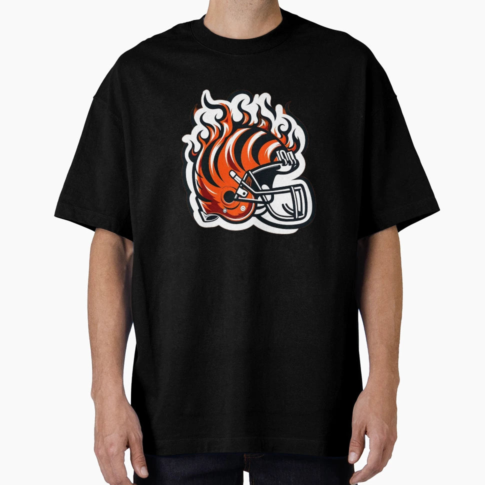 Cincinnati Flame Helmet T-Shirt - Unique Graphic Men Women - T-Shirt, Sweatshirt, Hoodie