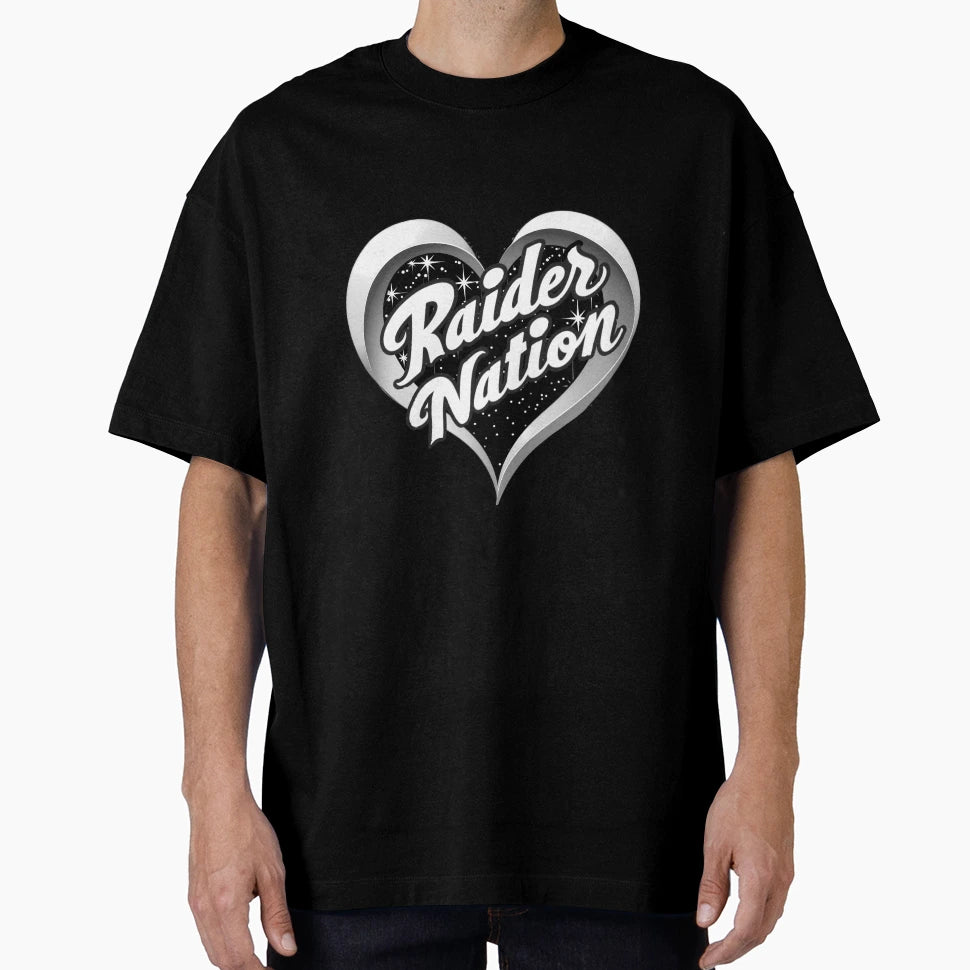 Raider Nation Heart Stars T-Shirt - Graphic Print Unisex - T-Shirt, Sweatshirt, Hoodie