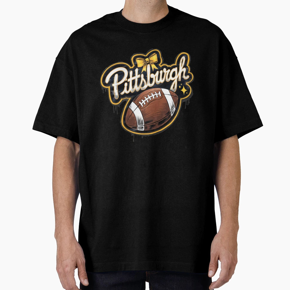Pittsburgh Football Black Yellow T-Shirt - Fun Novelty Design Men Women - T-Shirt, Sweatshirt, Hoodie