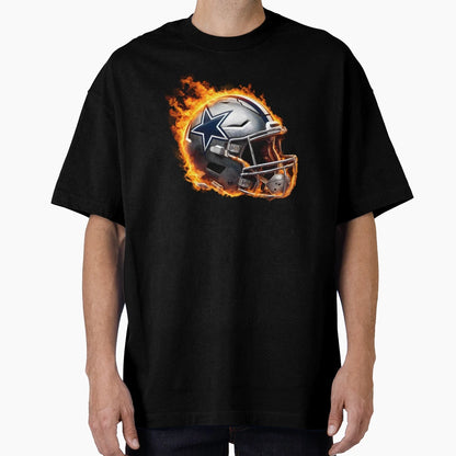 Dallas Cowboys Flaming Football Helmet T-Shirt - Graphic Print for Adults - T-Shirt, Sweatshirt, Hoodie
