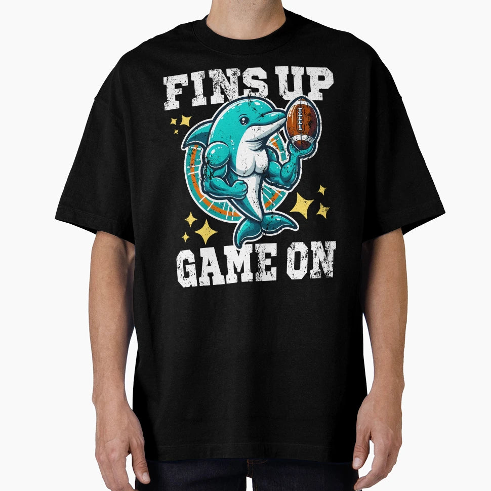 Fins Up Game Football Dolphins Gift T-Shirt - Trendy Graphic for Adults - T-Shirt, Sweatshirt, Hoodie