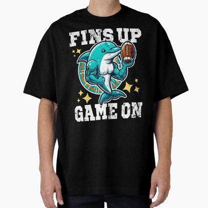 Fins Up Game Football Dolphins Gift T-Shirt - Trendy Graphic for Adults - T-Shirt, Sweatshirt, Hoodie