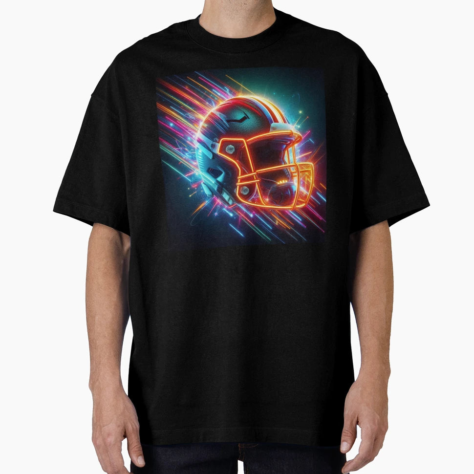 Explosive Neon Football Helmet T-Shirt - Custom Art Print Men Women - T-Shirt, Sweatshirt, Hoodie