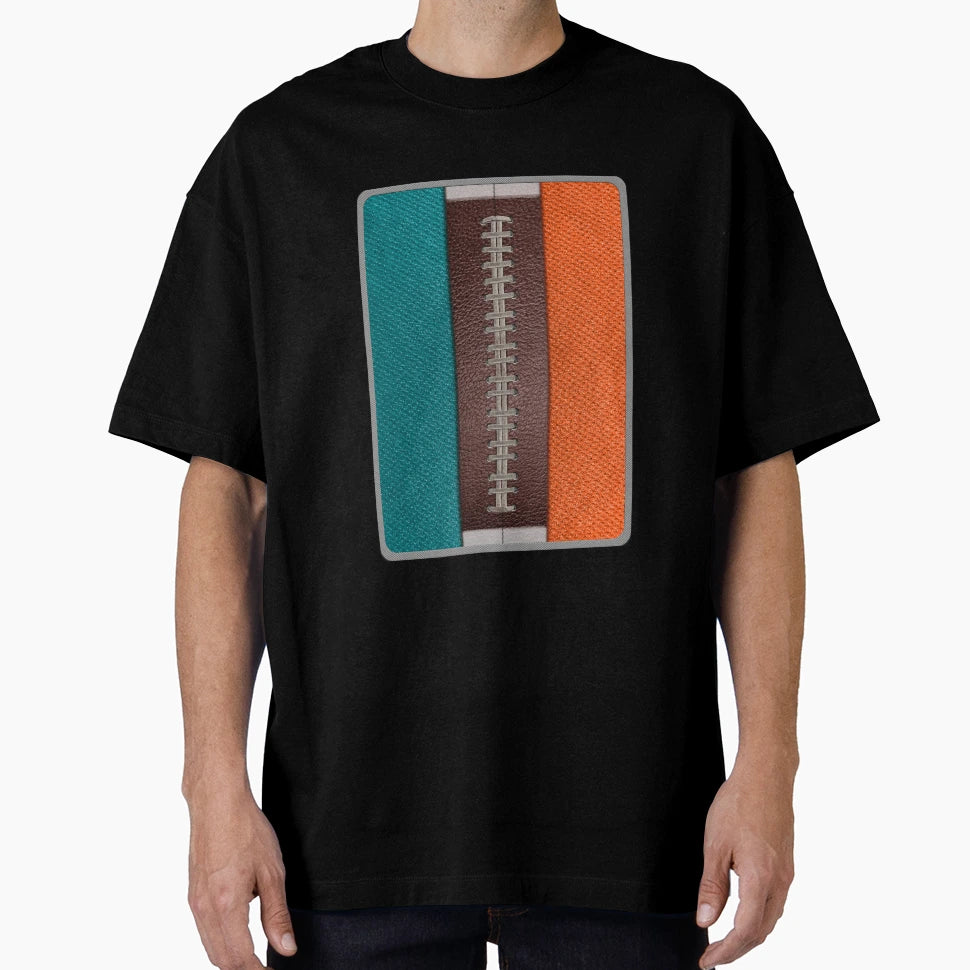 Football Teal And Orange Team Spirit T-Shirt - Minimalist Print for Adults - T-Shirt, Sweatshirt, Hoodie