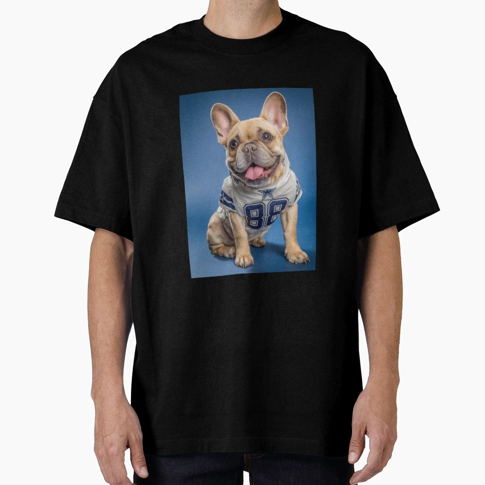 Frenchie Dallas Cowboys Jersey T-Shirt - Fun Novelty Design for Adults - T-Shirt, Sweatshirt, Hoodie