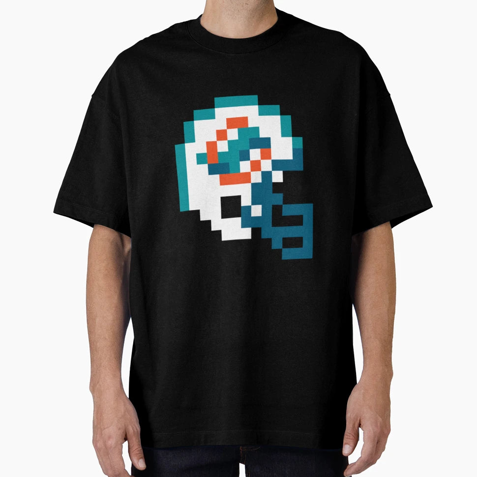 Miami Dolphins 8 Bit Football Helmet T-Shirt - Novelty Apparel for Adults - T-Shirt, Sweatshirt, Hoodie