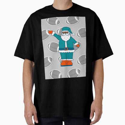 Teal Blue Orange Black Santa Claus T-Shirt - Casual Everyday Wear Unisex - T-Shirt, Sweatshirt, Hoodie