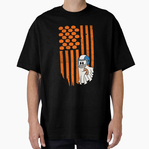 Football Player Fan Ghost Halloween T-Shirt - Aesthetic Graphic for Adults - T-Shirt, Sweatshirt, Hoodie