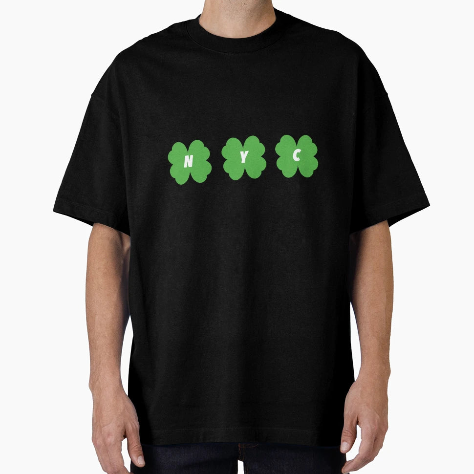 Nyc White Four Leaf Clover St Patricks T-Shirt - Custom Art Print Unisex - T-Shirt, Sweatshirt, Hoodie