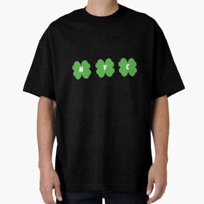 Nyc White Four Leaf Clover St Patricks T-Shirt - Custom Art Print Unisex - T-Shirt, Sweatshirt, Hoodie