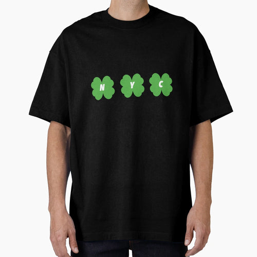 Nyc White Four Leaf Clover St Patricks T-Shirt - Custom Art Print Unisex - T-Shirt, Sweatshirt, Hoodie