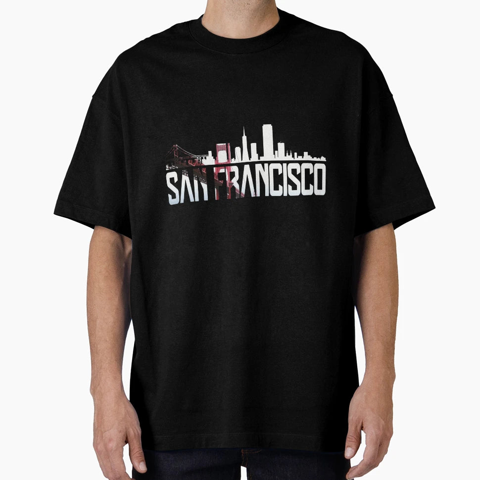 San Francisco Skyline Golden Gate T-Shirt - Minimalist Print Men Women - T-Shirt, Sweatshirt, Hoodie
