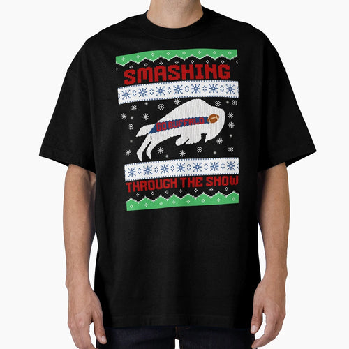 Smashing Through Snow Buffalo Football T-Shirt - Novelty Apparel Unisex - T-Shirt, Sweatshirt, Hoodie