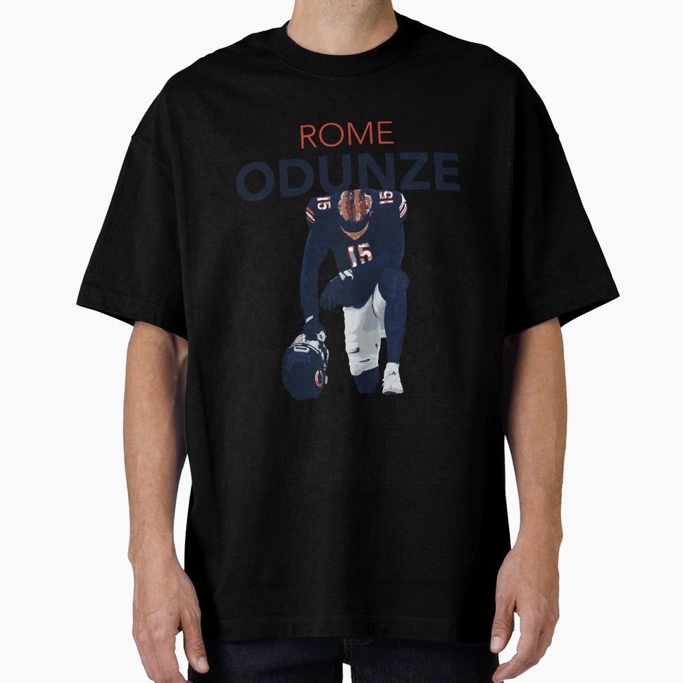 Rome Odunze Chicago Bears Wr 15 Kneeling T-Shirt - Minimalist Print Unisex - T-Shirt, Sweatshirt, Hoodie