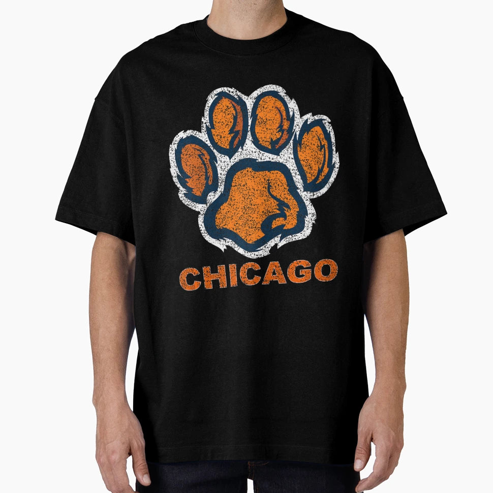 Foot Paw Bear Orange Chicago T-Shirt - Custom Art Print Unisex - T-Shirt, Sweatshirt, Hoodie