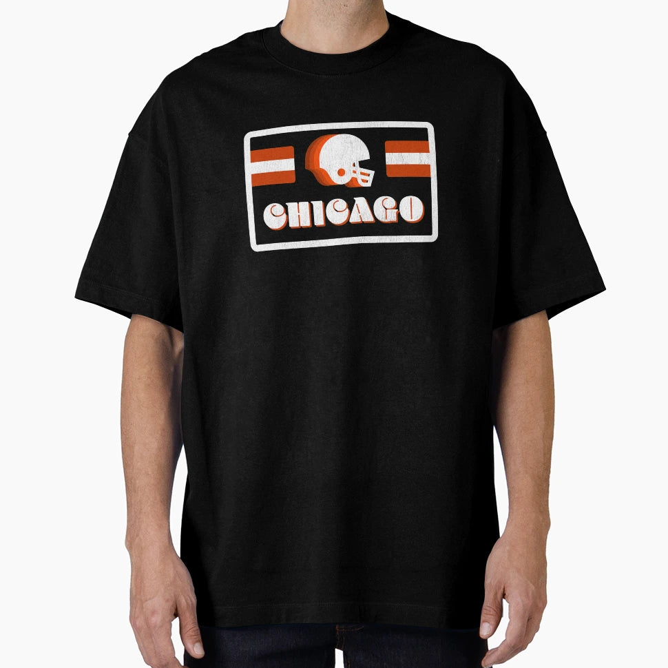70S Old School Chicago Football T-Shirt - Custom Art Print Men Women - T-Shirt, Sweatshirt, Hoodie