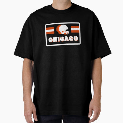 70S Old School Chicago Football T-Shirt - Custom Art Print Men Women - T-Shirt, Sweatshirt, Hoodie