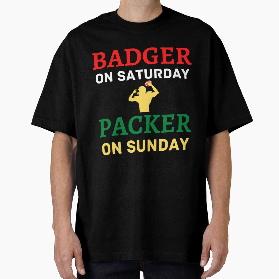 Badger Saturday Packer Sunday T-Shirt - Fun Novelty Design for Adults - T-Shirt, Sweatshirt, Hoodie