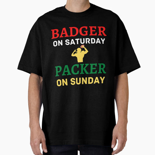 Badger Saturday Packer Sunday T-Shirt - Fun Novelty Design for Adults - T-Shirt, Sweatshirt, Hoodie