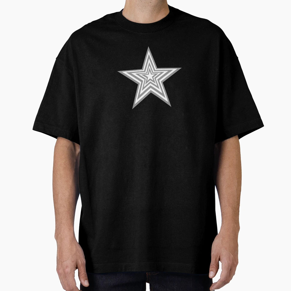 Gray And White Y2K Star T-Shirt - Aesthetic Graphic Unisex - T-Shirt, Sweatshirt, Hoodie