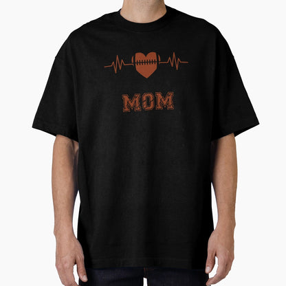 Football Mom Heartbeat Heart Shaped T-Shirt - Graphic Print Unisex - T-Shirt, Sweatshirt, Hoodie