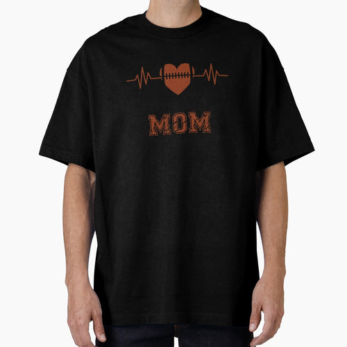 Football Mom Heartbeat Heart Shaped T-Shirt - Graphic Print Unisex - T-Shirt, Sweatshirt, Hoodie