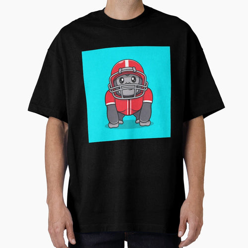 Gorilla Playing Rugby Ball Cartoon T-Shirt - Fun Novelty Design Unisex - T-Shirt, Sweatshirt, Hoodie