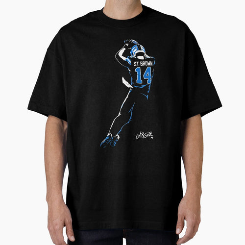 Amon Ra St Brown Detroit 14 Football T-Shirt - Novelty Apparel for Adults - T-Shirt, Sweatshirt, Hoodie