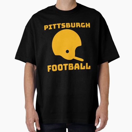 Pittsburgh Football Helmet Black T-Shirt - Casual Everyday Wear Men Women - T-Shirt, Sweatshirt, Hoodie