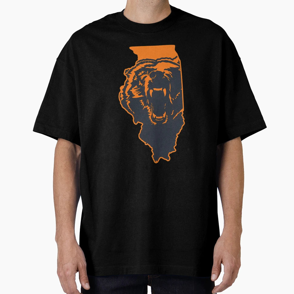 Chicago Bears Illinois Nfl State Outline T-Shirt - Trendy Graphic Unisex - T-Shirt, Sweatshirt, Hoodie