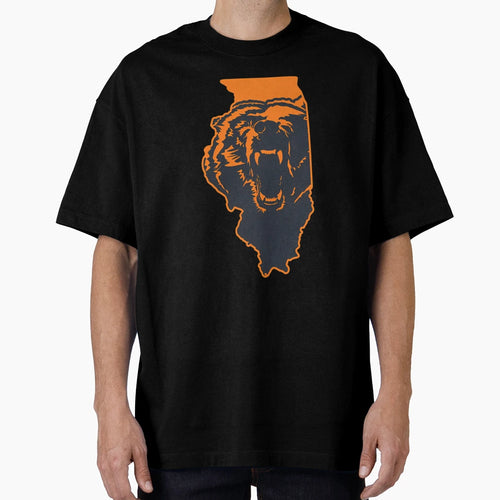 Chicago Bears Illinois Nfl State Outline T-Shirt - Trendy Graphic Unisex - T-Shirt, Sweatshirt, Hoodie