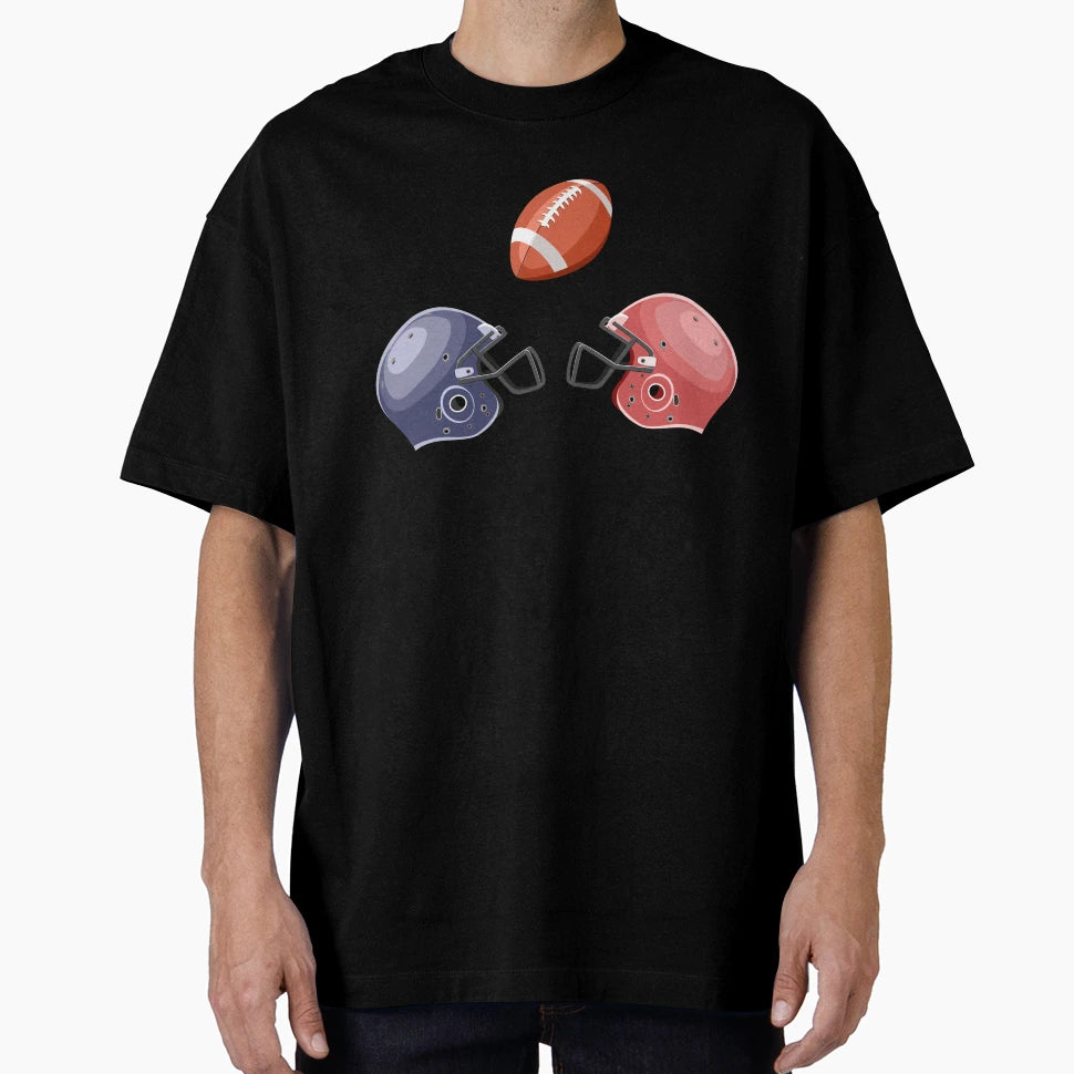 American Football Helmets And Ball T-Shirt - Minimalist Print for Adults - T-Shirt, Sweatshirt, Hoodie