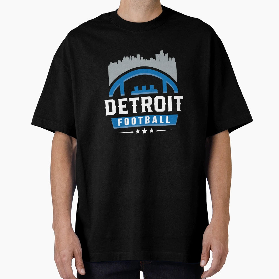 Detroit Football Stars City Skyline T-Shirt - Custom Art Print Unisex - T-Shirt, Sweatshirt, Hoodie