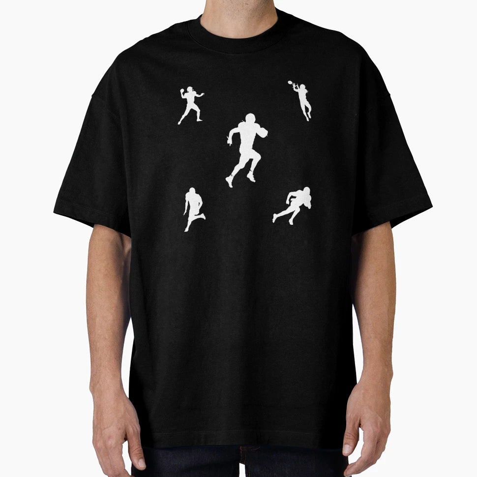 Football Player Pattern Black T-Shirt - Fun Novelty Design Unisex - T-Shirt, Sweatshirt, Hoodie