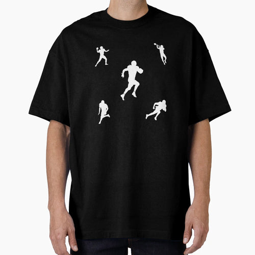 Football Player Pattern Black T-Shirt - Fun Novelty Design Unisex - T-Shirt, Sweatshirt, Hoodie