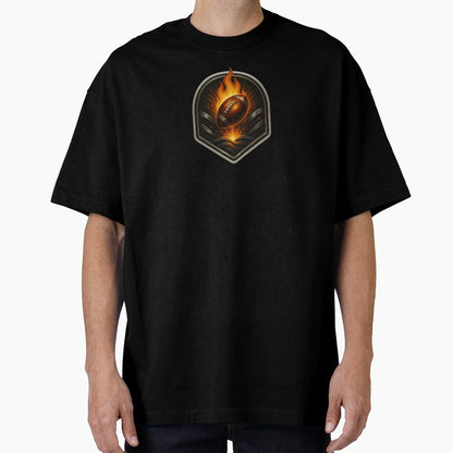 Flaming Gridiron Emblem T-Shirt - Casual Everyday Wear Men Women - T-Shirt, Sweatshirt, Hoodie