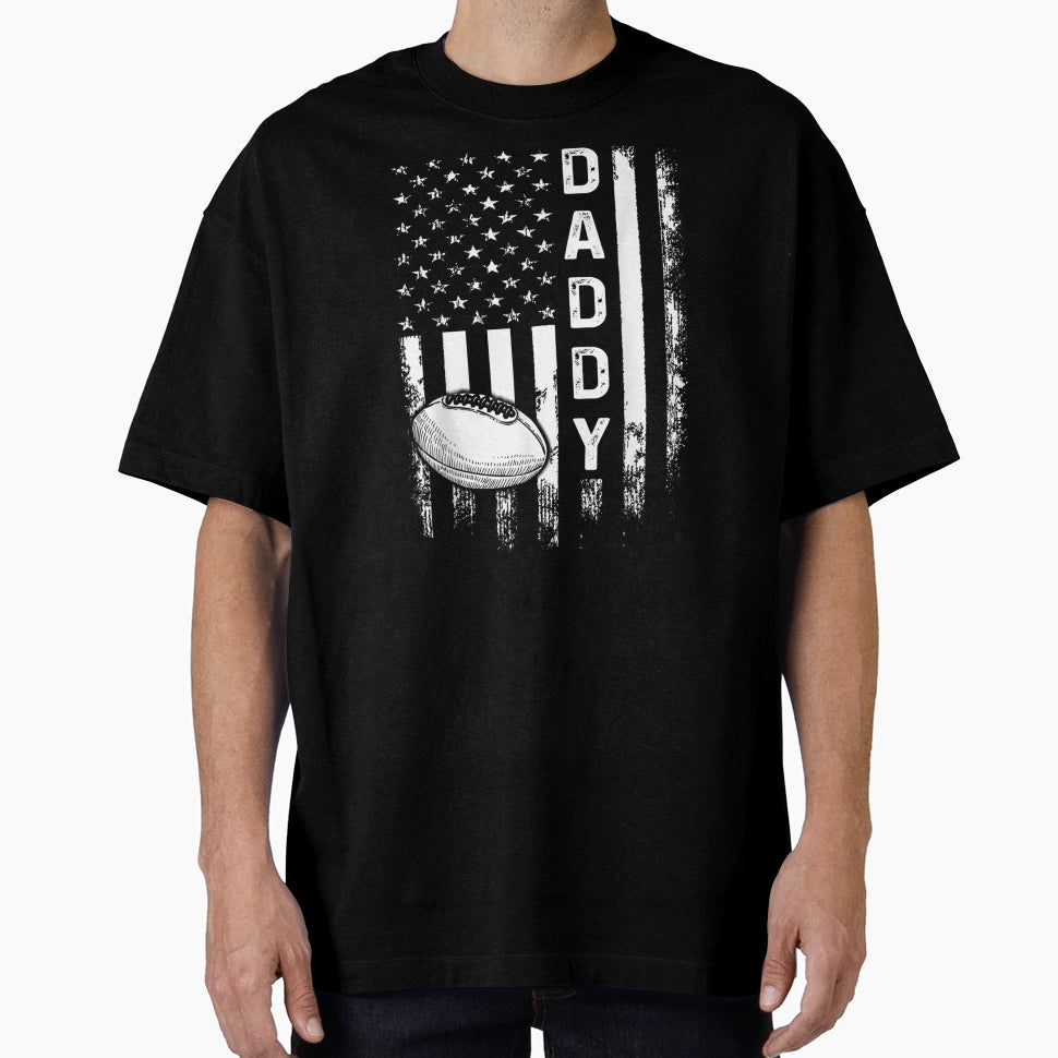 Football Daddy American Flag T-Shirt - Trendy Graphic for Adults - T-Shirt, Sweatshirt, Hoodie