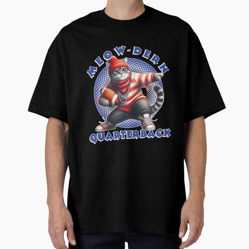 Funny Cat Football Quarterback T-Shirt - Casual Everyday Wear for Adults - T-Shirt, Sweatshirt, Hoodie