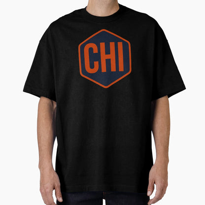 Chicago Hex Orange Navy T-Shirt - Novelty Apparel for Adults - T-Shirt, Sweatshirt, Hoodie