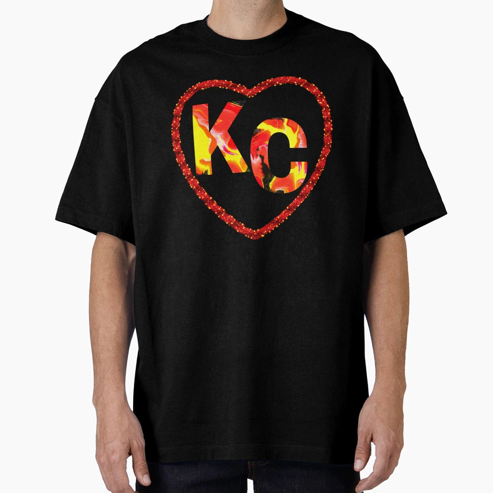 Red Yellow Kc Heart Team Colors Jdp 01 10 T-Shirt - Unique Graphic Unisex - T-Shirt, Sweatshirt, Hoodie
