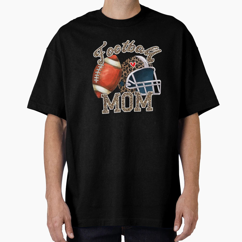Football Mom Sublimation Football Leopard T-Shirt - Novelty Apparel Unisex - T-Shirt, Sweatshirt, Hoodie