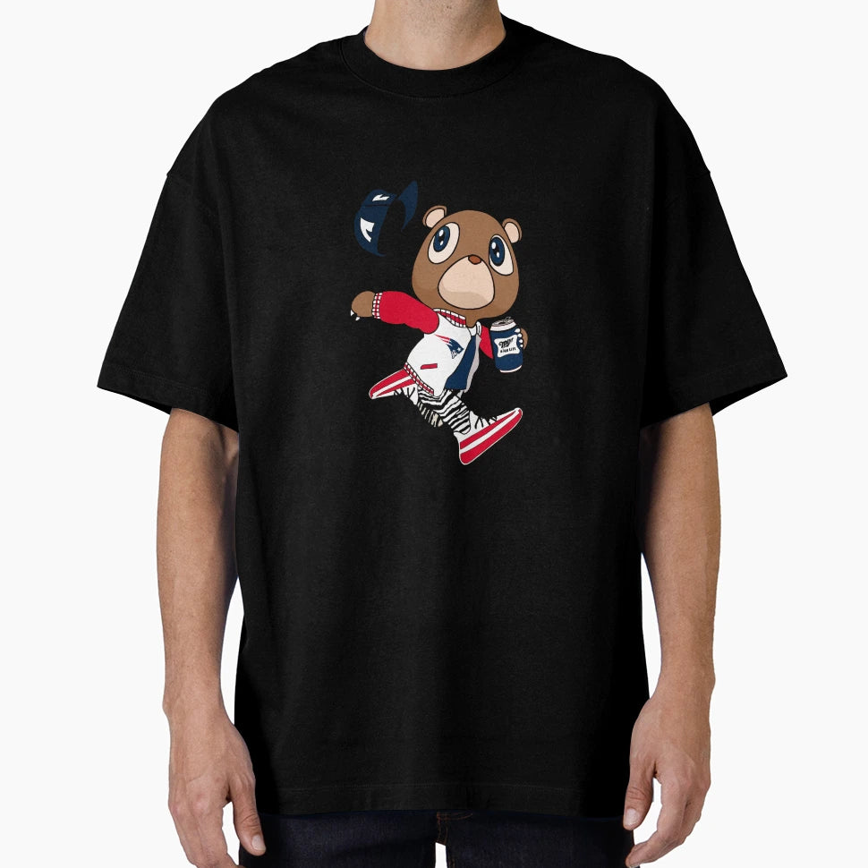 Patriots Football Feat Kanye West Bear T-Shirt - Streetwear Style Men Women - T-Shirt, Sweatshirt, Hoodie
