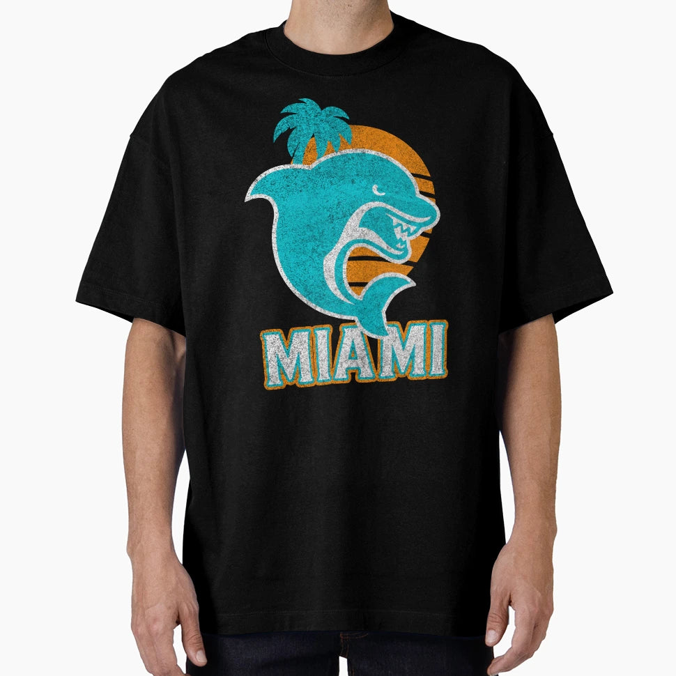Dolphin Bold Football Fan Art T-Shirt - Graphic Print Men Women - T-Shirt, Sweatshirt, Hoodie