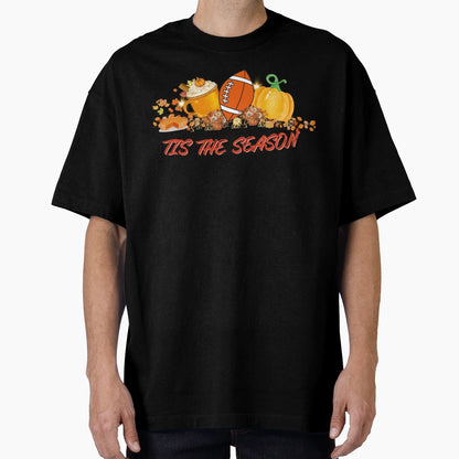 Tis Season Pummkin Foofball T-Shirt - Minimalist Print Men Women - T-Shirt, Sweatshirt, Hoodie