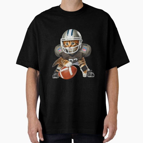 Kitten Playing American Football Funny T-Shirt - Graphic Print Men Women - T-Shirt, Sweatshirt, Hoodie