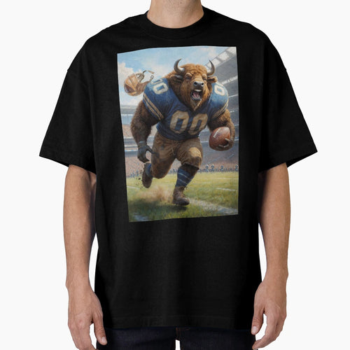 Old School Gridiron Buffalo Mascot T-Shirt - Novelty Apparel Men Women - T-Shirt, Sweatshirt, Hoodie