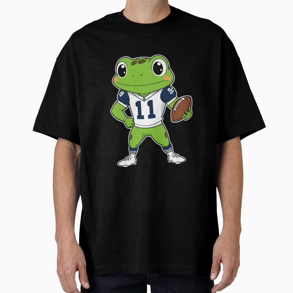 Frog Playing Football T-Shirt - Minimalist Print Men Women - T-Shirt, Sweatshirt, Hoodie