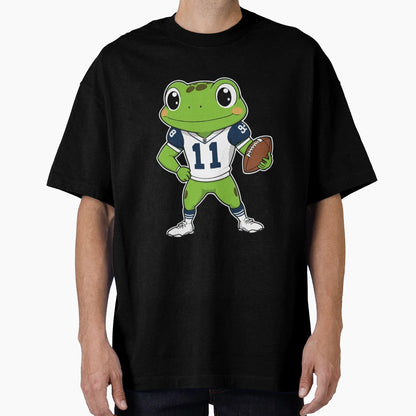 Frog Playing Football T-Shirt - Minimalist Print Men Women - T-Shirt, Sweatshirt, Hoodie